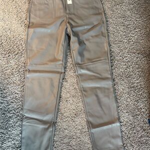 Stylish Gray Faux Leather Pants